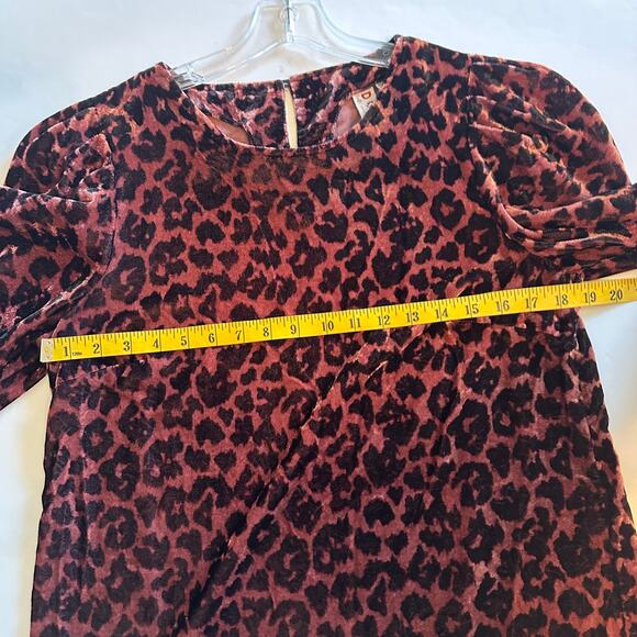 Dolan Left Coast Charley Top Womens Small Copper Leopard Puff Sleeves Velour - Picture 7 of 9